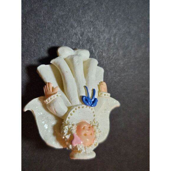 JS vintage polymer clay angel brooch - Picture 6 of 10